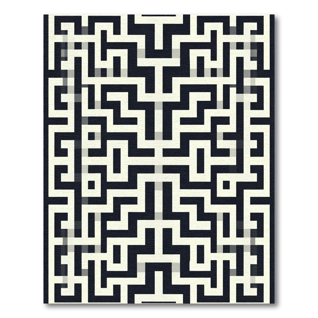 Monochrome Maze Geometric Labyrinth Rug