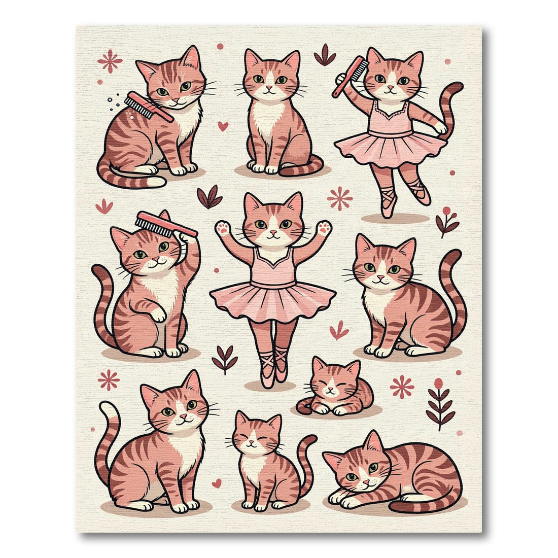 Whimsical Pink Cat Ballerina Illustration Rug
