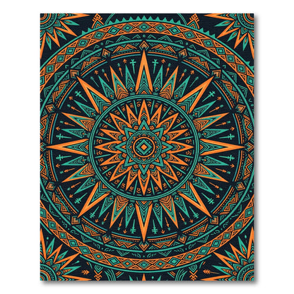 Teal and Orange Radiant Geometric Sun Rug