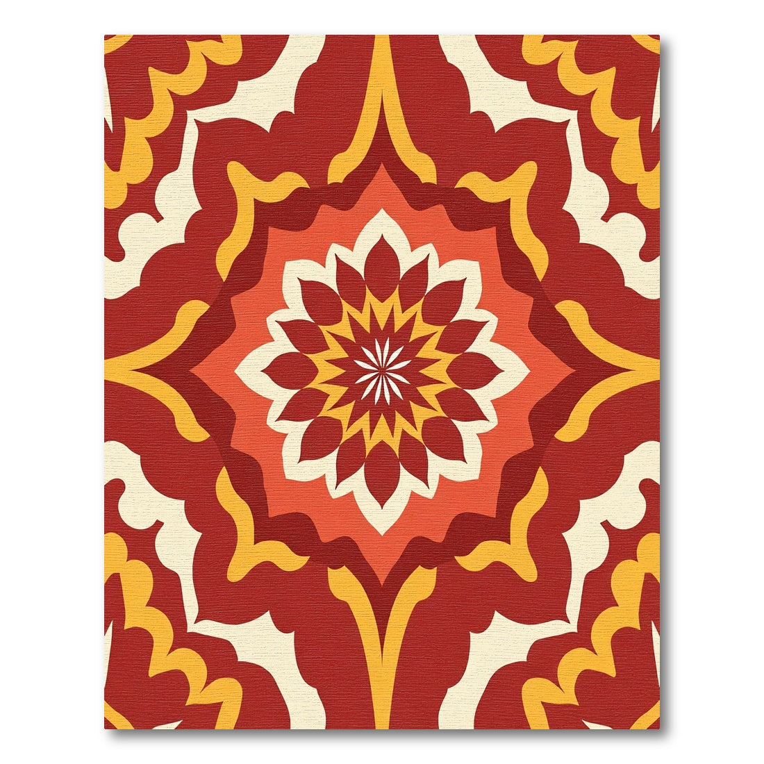 Crimson Amber Radial Sunburst Rug