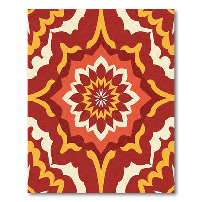 Crimson Amber Radial Sunburst Rug