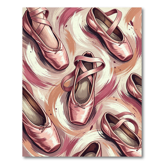 Pink Ballet Slippers Swirl Graphic Rug