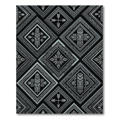 Monochrome Tribal Geometric Diamond Art Rug