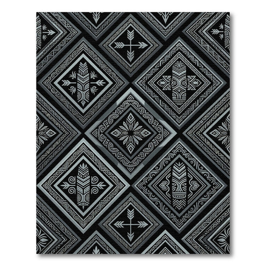 Monochrome Tribal Geometric Diamond Art Rug