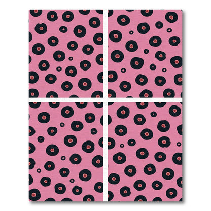 Pink And Black Spotted Floral Rug