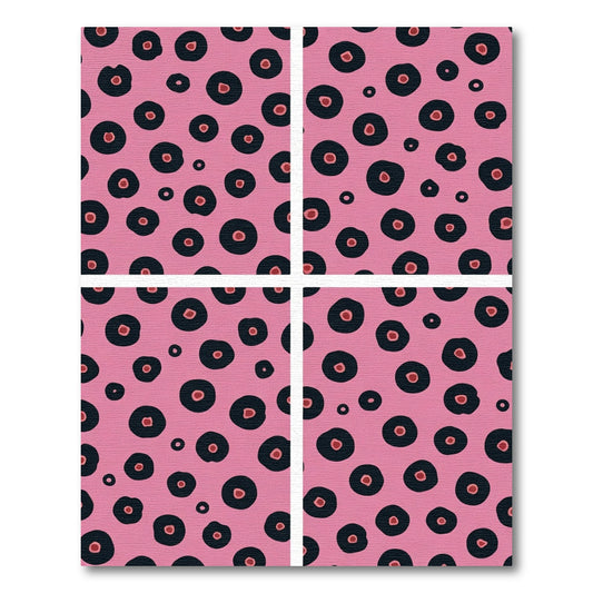 Pink And Black Spotted Floral Rug