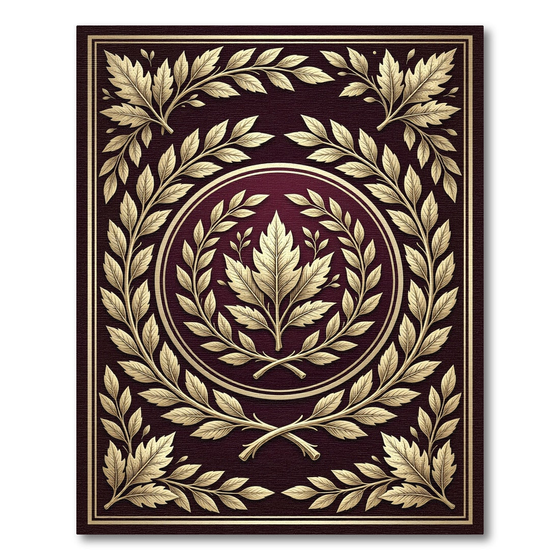 Elegant Gold Laurel Wreath Vine Rug