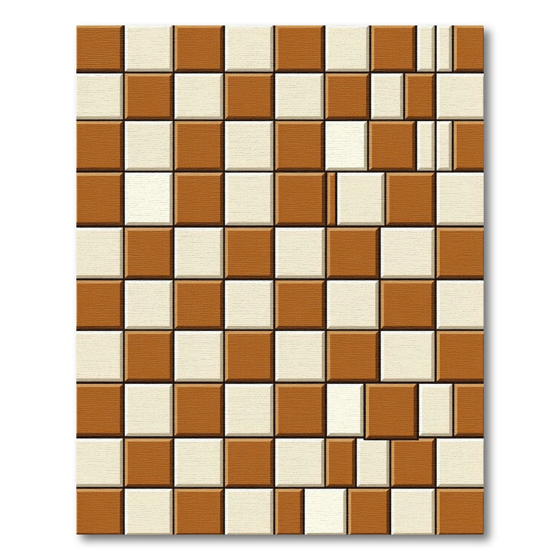 Brown Cream Geometric Tiled Rug