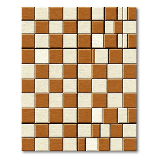 Brown Cream Geometric Tiled Rug