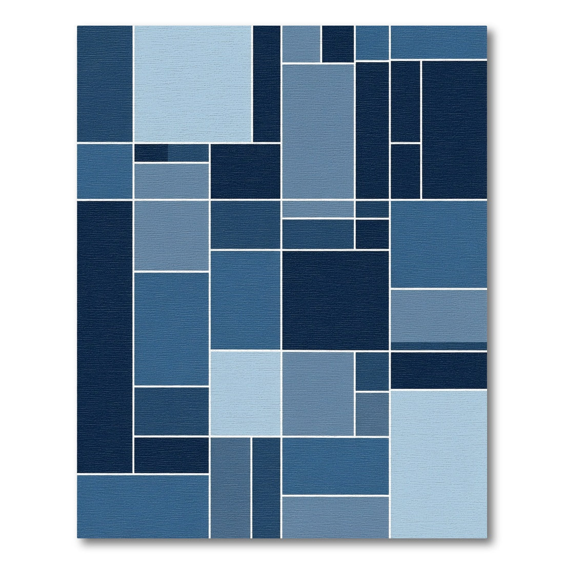 Deep Blue Geometric Block Abstraction Rug