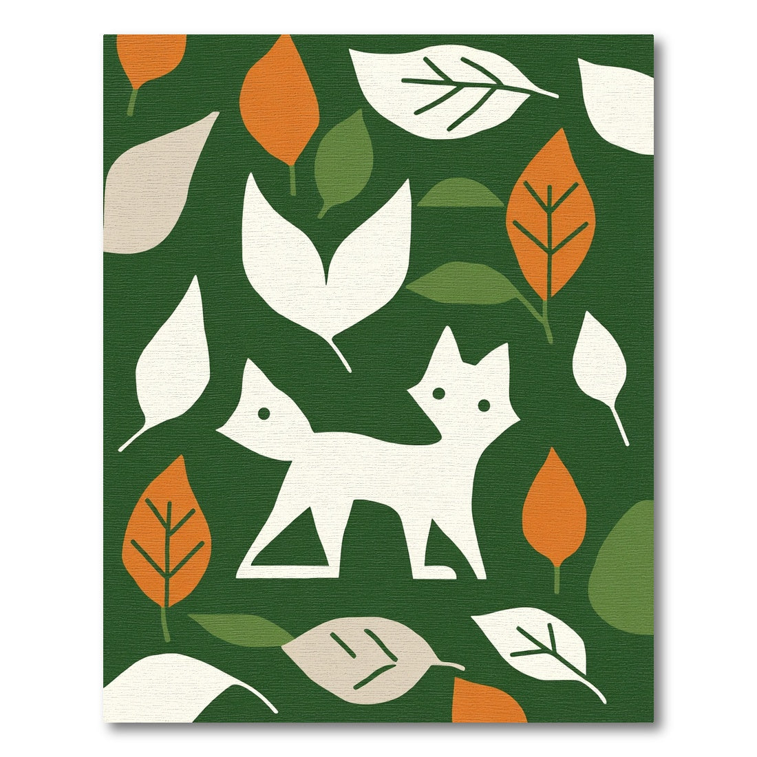 White Fox Autumn Leaf Woodland Rug