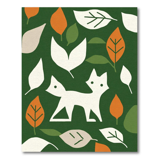 White Fox Autumn Leaf Woodland Rug