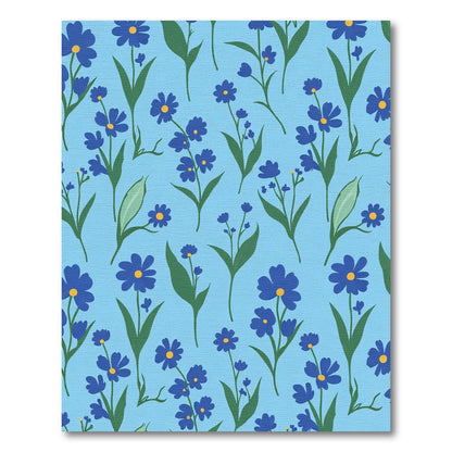 Blue Forget Me Not Floral Garden Rug