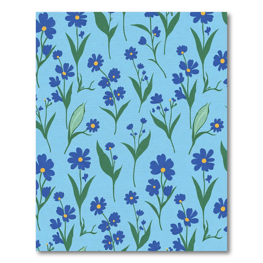 Blue Forget Me Not Floral Garden Rug