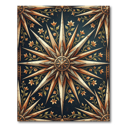 Gilded Celestial Floral Star Medallion Rug
