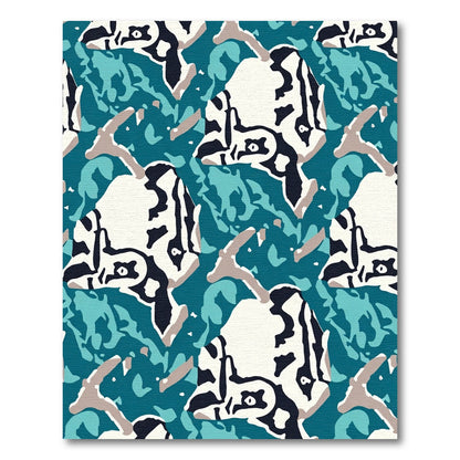 Jaguar Abstract Teal Camouflage Rug