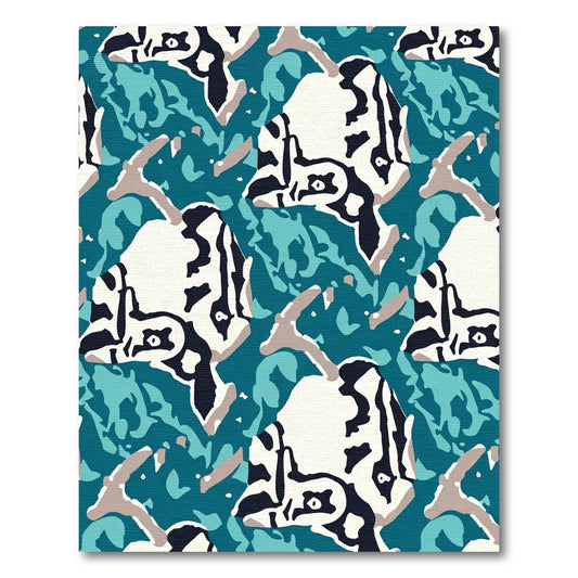 Jaguar Abstract Teal Camouflage Rug