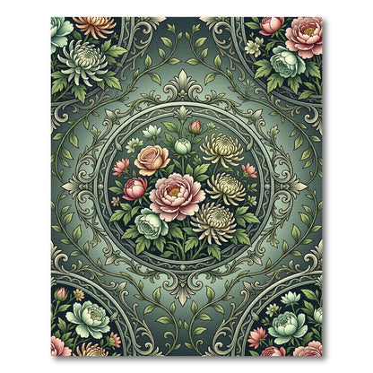 Vintage Floral Garden Medallion Rug