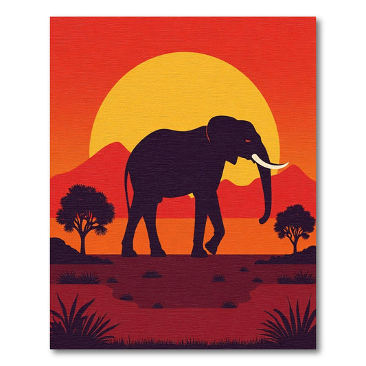 Sunset Elephant African Savannah Rug
