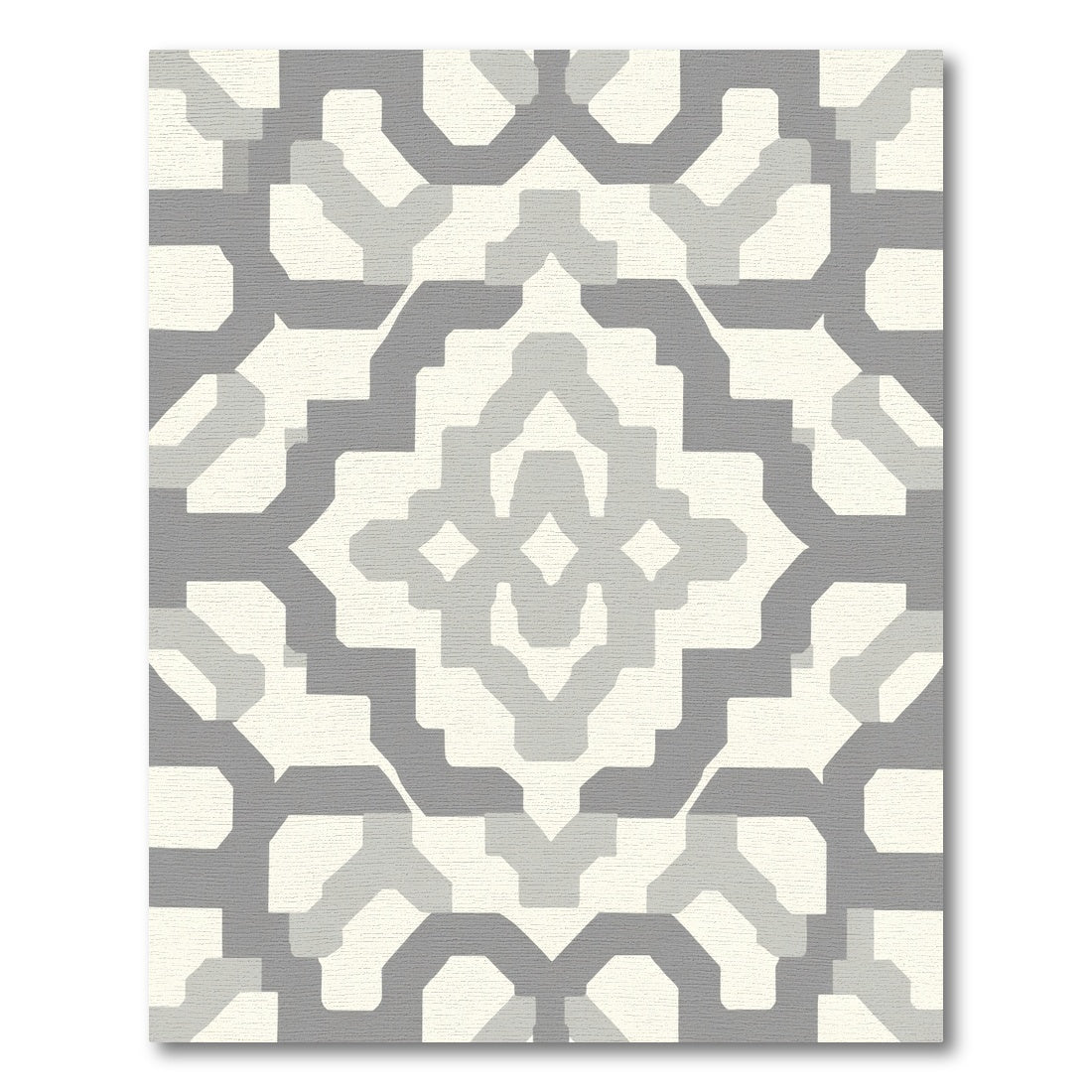 Gray Geometric Diamond Medallion Rug
