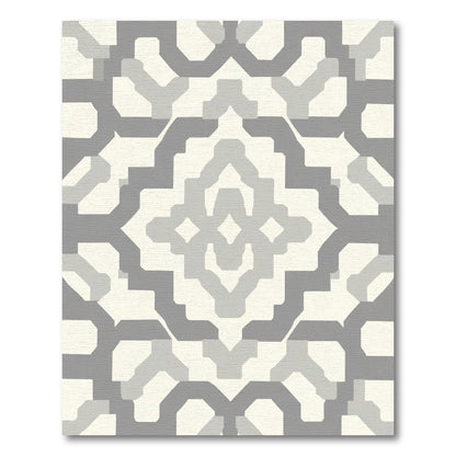 Gray Geometric Diamond Medallion Rug
