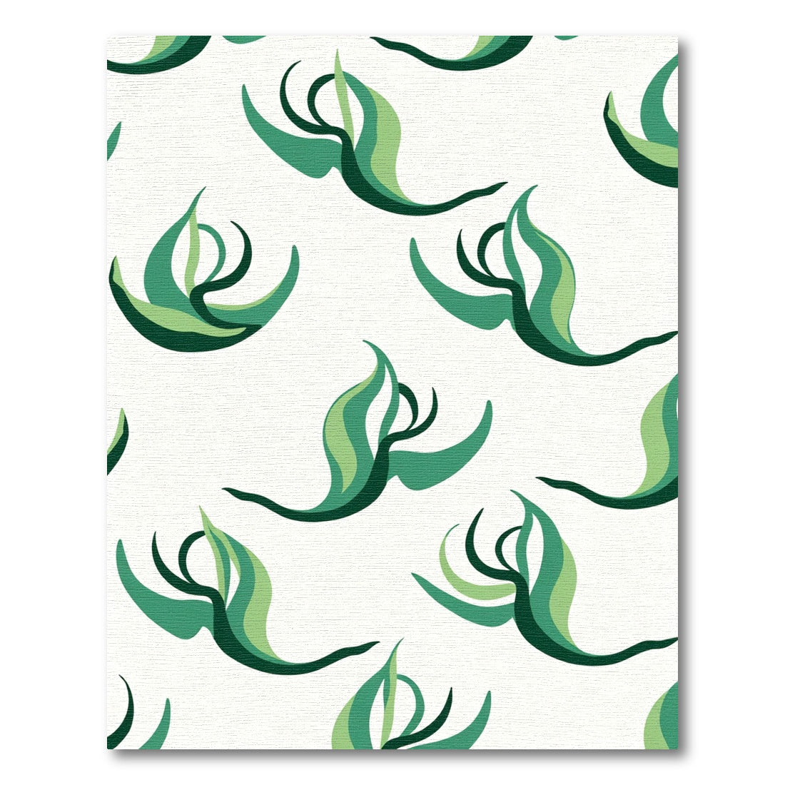 Abstract Green Swirling Leaf Arrangement Rug