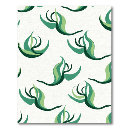 Abstract Green Swirling Leaf Arrangement Rug
