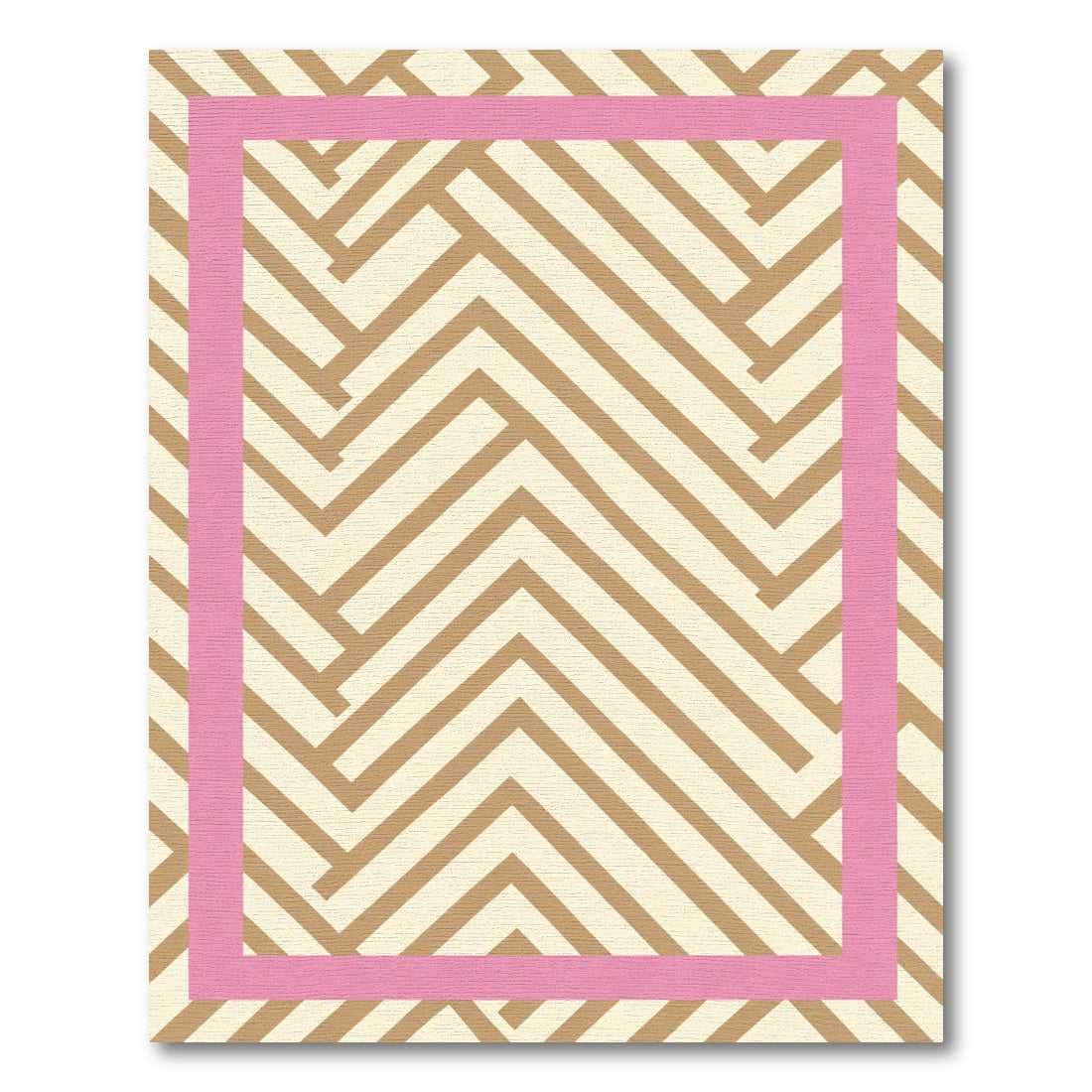 Pink Bordered Herringbone Lines Rug