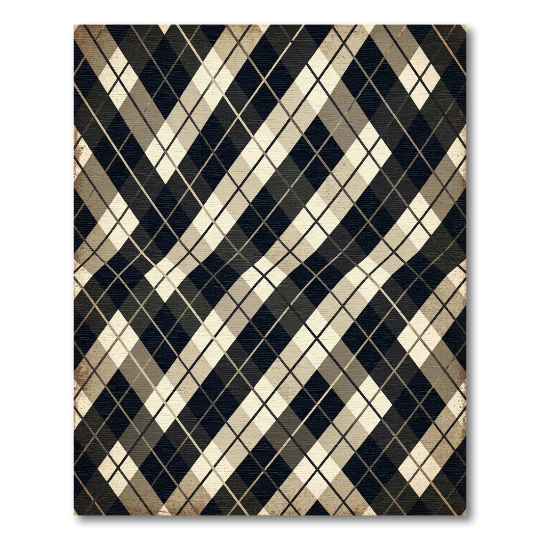 Distorted Black Diamond Pattern Rug