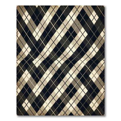Distorted Black Diamond Pattern Rug