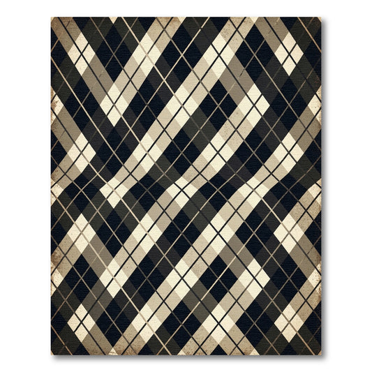 Distorted Black Diamond Pattern Rug