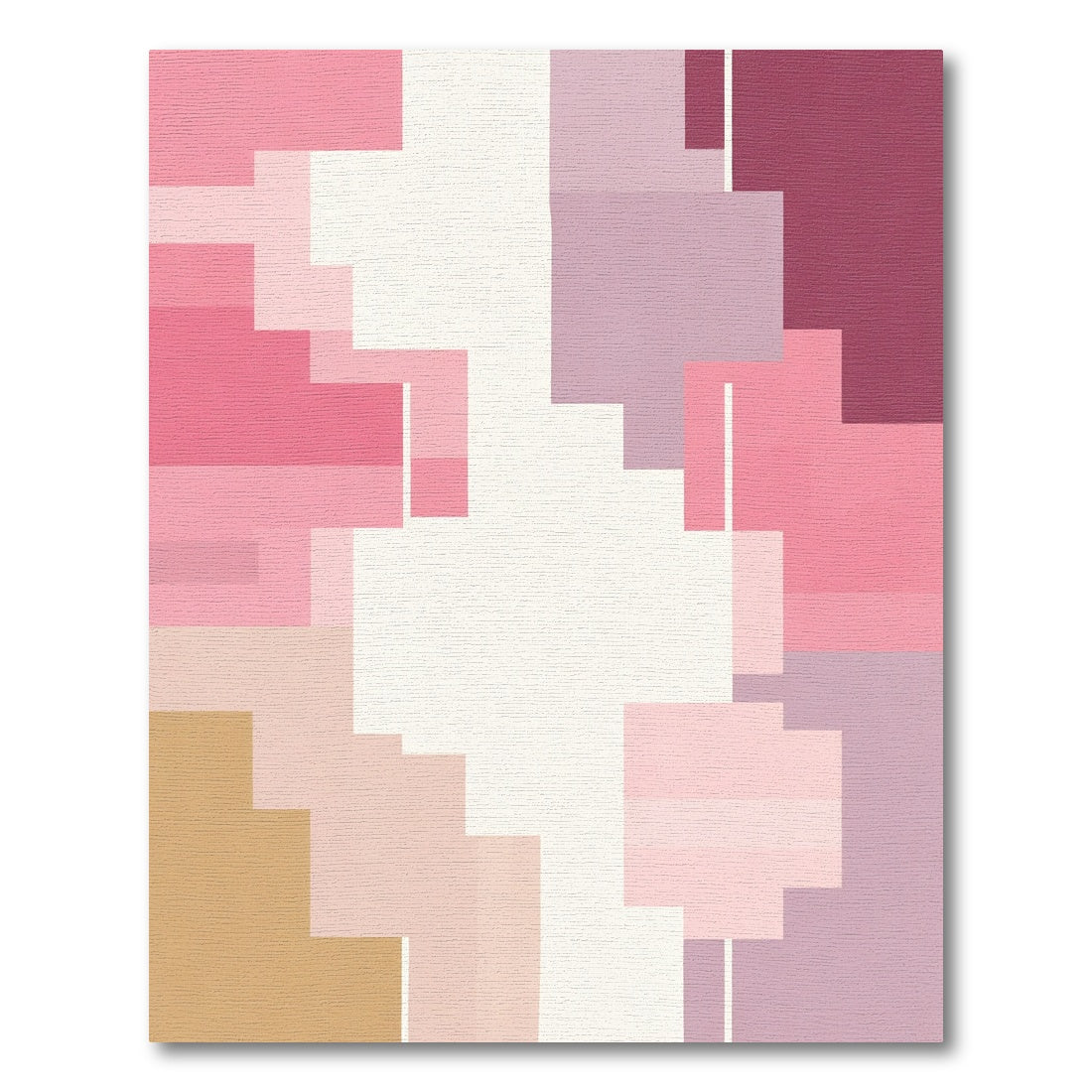 Pastel Pink Geometric Block Rug