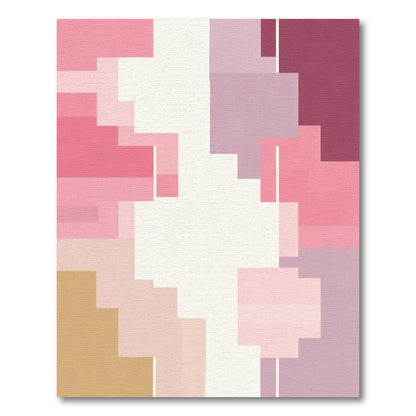Pastel Pink Geometric Block Rug