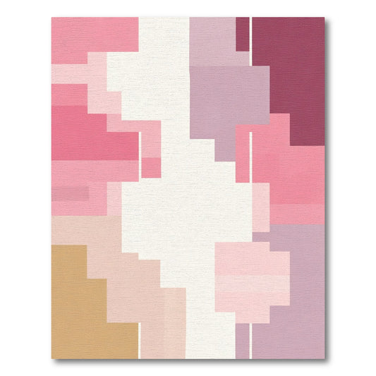 Pastel Pink Geometric Block Rug