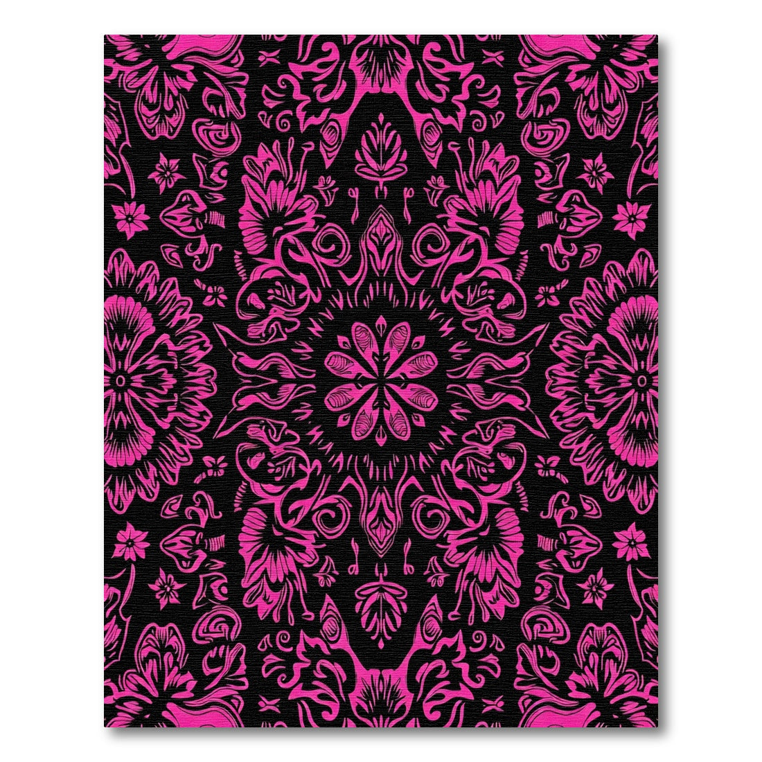Vibrant Hot Pink Floral Mandala Rug