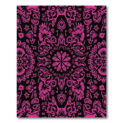 Vibrant Hot Pink Floral Mandala Rug