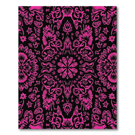 Vibrant Hot Pink Floral Mandala Rug