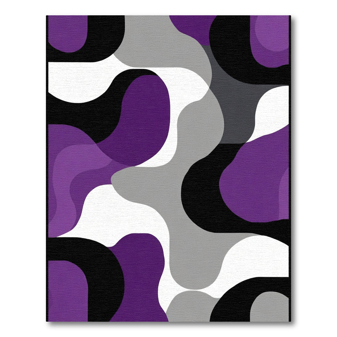 Abstract Purple Black Gray Curves Rug