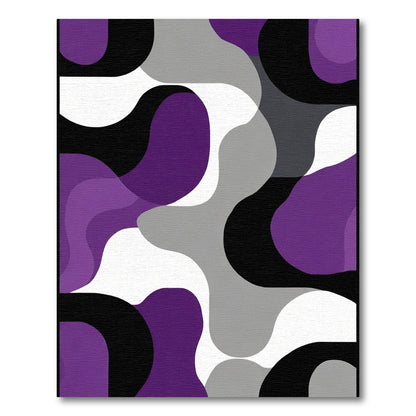 Abstract Purple Black Gray Curves Rug
