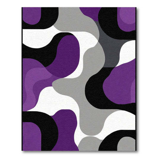 Abstract Purple Black Gray Curves Rug