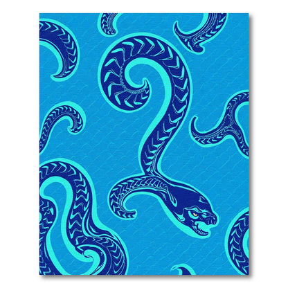 Oceanic Blue Serpent Swirl Rug