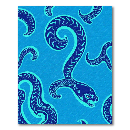 Oceanic Blue Serpent Swirl Rug