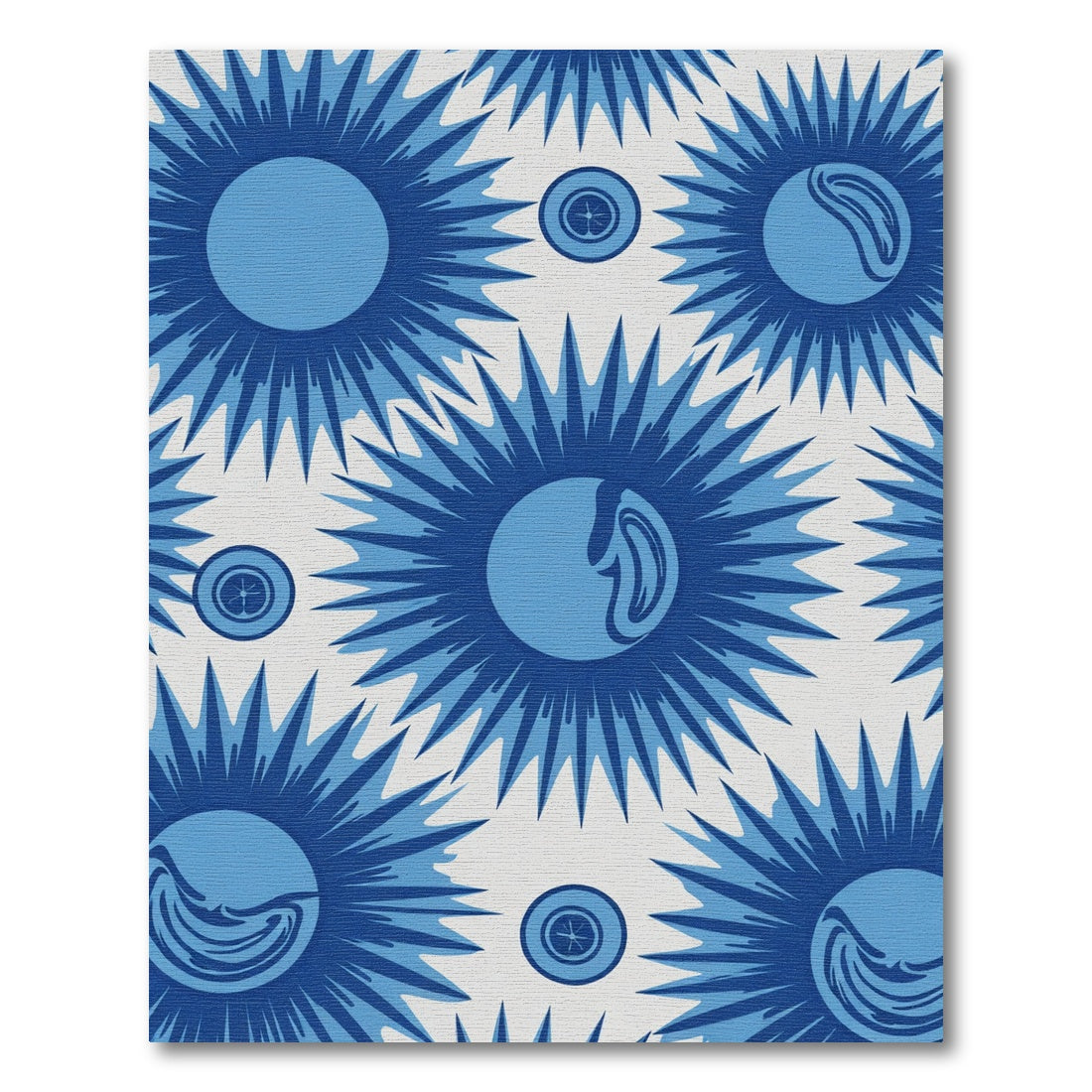 Vibrant Blue Sunburst Medallion Rug