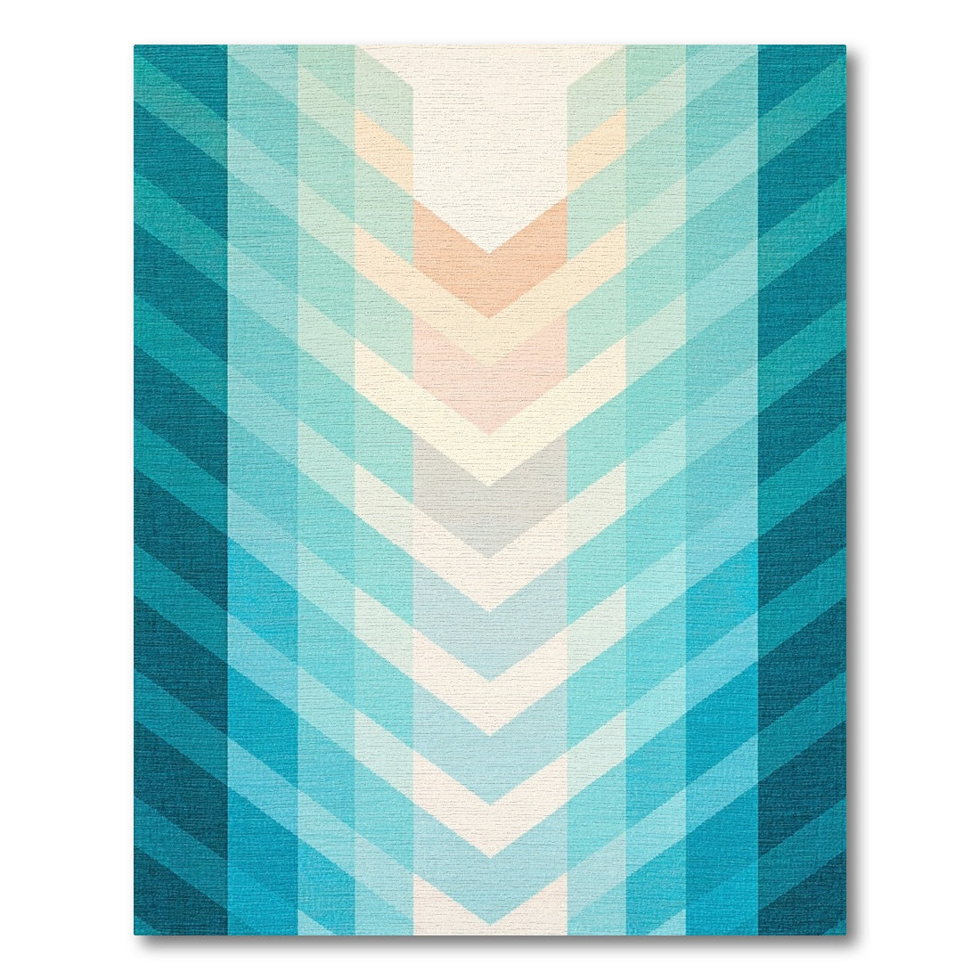 Modern Teal Chevron Gradient Rug