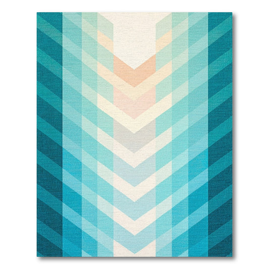 Modern Teal Chevron Gradient Rug