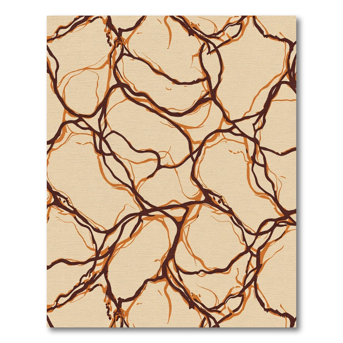 Abstract Earthy Brown Vein Organic Rug