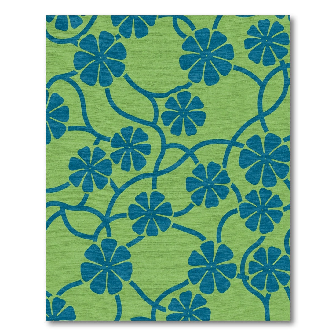 Green Floral Vine Blue Swirls Accents Rug