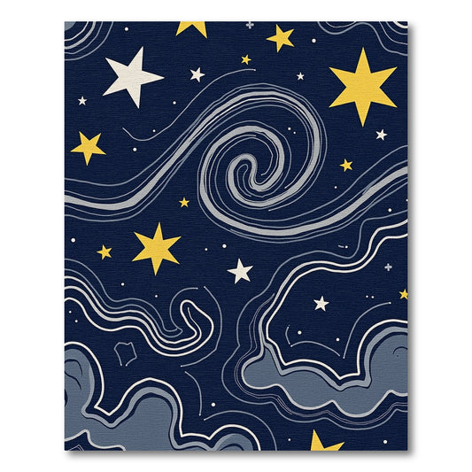 Navy Cosmic Swirling Stars Rug