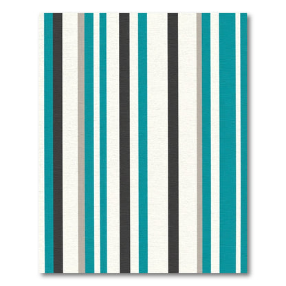 Teal Gray Ivory Stripe Composition Rug