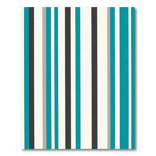 Teal Gray Ivory Stripe Composition Rug